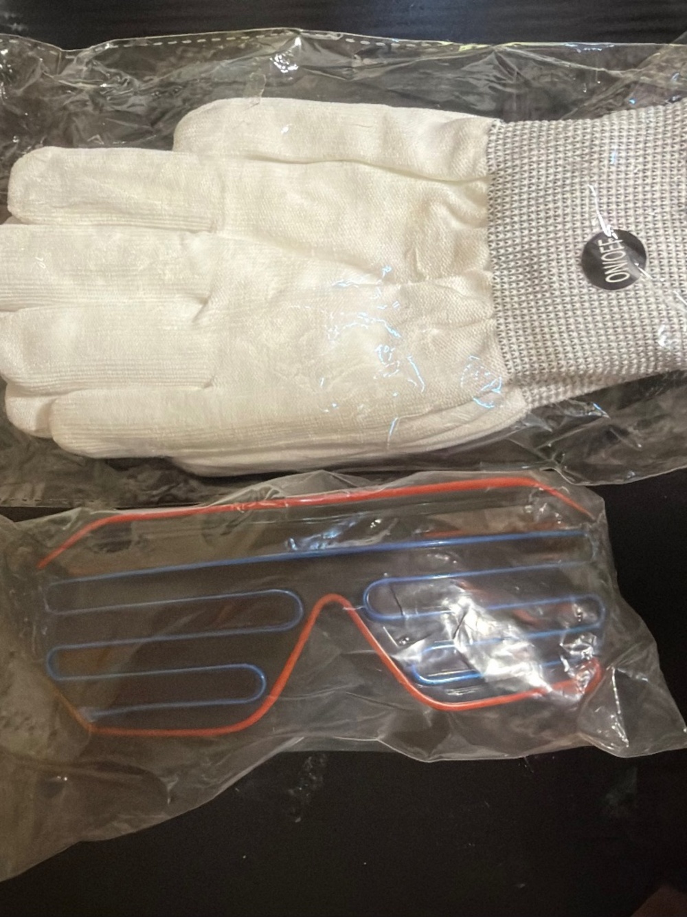 2-Pc LED Light Up Rave Set Neon Shutter Glasses & Finger Light Gloves NWT